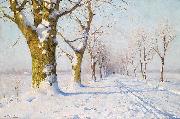 Walter Moras A sunny winters day oil painting artist